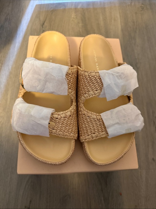 Loeffler Randall Shoes - Loeffler Randall Theo Woven Double-Strap Slide Sandals - Natural Tan